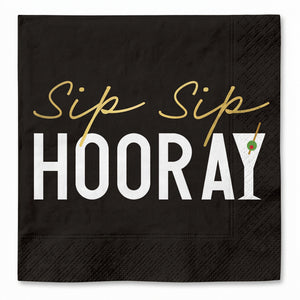 Sip Sip Hooray Cocktail Beverage Napkins, 20-Pack - 5 In. X 5 In.