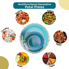 Peacock/Gold Petal Plates - Combo Pack 120/120