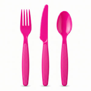 Hot Pink Heavyweight Plastic Cutlery Set - 7.5 in. - 24 Count