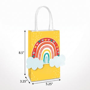 Retro Rainbow Customizable Kraft Gift Bags - 8 Pack