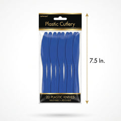 Royal Blue Plastic Knives - Pack of 20 - 7.5 in.