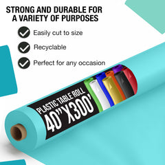 40 In. x 300 Ft. Premium Aqua Blue Table Roll