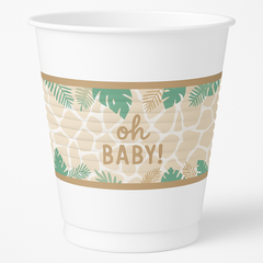 Soft Jungle "Oh Baby" 16oz Plastic Cups - 25 Pack
