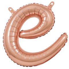 Rose Gold Script Letter 'E' Air-Filled Foil Balloon - 8-Inch