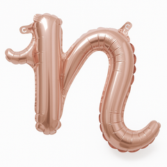 Rose Gold Script Letter Balloon - 'n' - 8-Inch Air-Filled Mylar