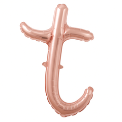 Rose Gold Script Letter 'T' Foil Balloon, 8-Inch Air-Filled