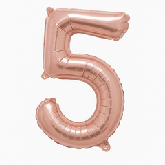Rose Gold Script Number 5 Foil Balloon - 8 Inch Air-Filled