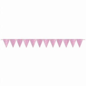Blush Pink Sparkle Pennant Banner - 20 ft