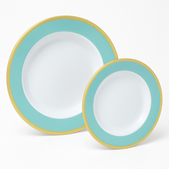 Robin's Egg Blue Premium Plastic Plates with Gold Rim