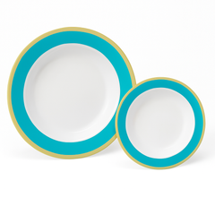 Caribbean Blue Premium Plastic Plates - 7.5 in. and 10.25 in.