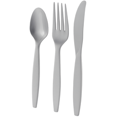 Elegant Silver Plastic Cutlery Set - 64 Count