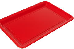 Vibrant Red Rectangular Plastic Serving Tray - 18" x 11"