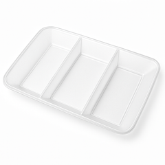 White Rectangular Sectional Serving Platter - 9.5" x 14.25"
