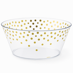 Metallic Gold Polka Dots Large Plastic Serving Bowl