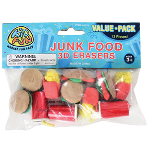 Junk Food 3D Erasers - 12 Count