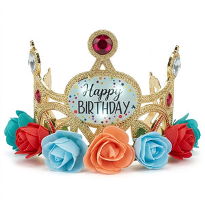 Light-Up Floral "Happy Birthday" Tiara for Kids