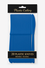 Royal Blue Plastic Knives - Pack of 20 - 7.5 in.