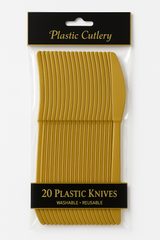 Gold Plastic Knives - Pack of 20 - 7.5 in.