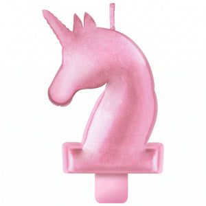Enchanted Unicorn Wax Birthday Candle - Sparkling Pink