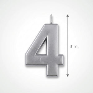 Silver Number 4 Metallic Birthday Candle