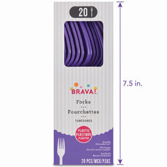 Vibrant Purple Plastic Forks - Pack of 20 - 7.5 in.