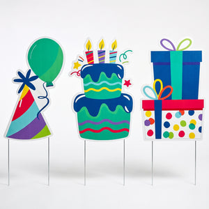Vibrant Birthday Celebration Lawn Sign Set - 3 Pack