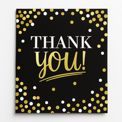 Black and Gold Birthday Thank You Card