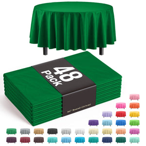 Emerald Green Round Plastic Table Cover - 84 in. | Case of 48