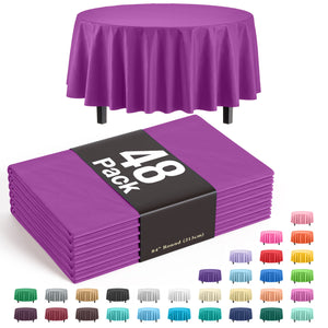 Round Magenta Plastic Table Cover - 84 in. | Case of 48