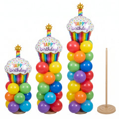 Mini Balloon Column Kit - Birthday Cupcake Design