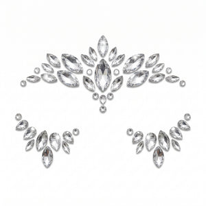 Silver Self-Adhesive Face Jewels - Glam Costume Accessory