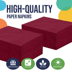 Burgundy Luncheon Napkins - 6.75 in. | 1800 Count