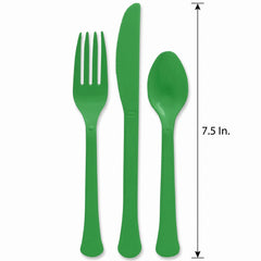 Green Heavyweight Plastic Cutlery Set - 7.5 in. - 24 Count