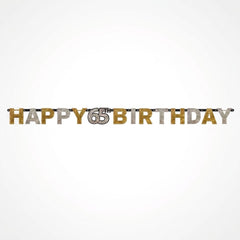 Prismatic 65th Birthday Banner - Gold, Silver & Black