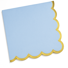 Scalloped Edge Hot Stamped Beverage Napkins - Ice Blue