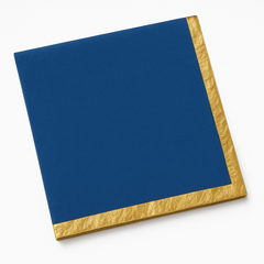 Royal Blue Beverage Napkins with Gold Hot Stamp - 5 in.