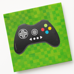 Level Up Birthday Party Beverage Napkins - Game Controller Design, 16-Pack