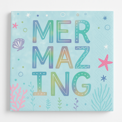 Shimmering Mermaids "Mermazing" Beverage Napkins - 16 Pack - 5 In. X 5 In.