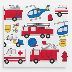 First Responders Themed Disposable Lunch Napkins, 6.5-Inch, 16-Pack
