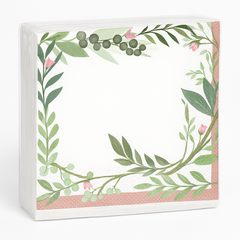 Love & Leaves Floral Greenery Luncheon Napkins, 16-Pack