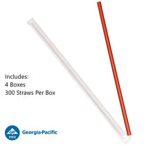 10.25" Giant Red Wrapped Straw 300 Ct.