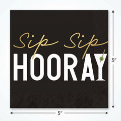 Sip Sip Hooray Cocktail Beverage Napkins, 20-Pack - 5 In. X 5 In.