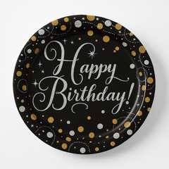 Sparkling Celebration Prismatic Birthday Dessert Plates, 7-Inch, 8-Pack