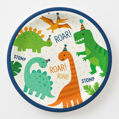 Dino-Mite Baby's First Birthday Round Paper Plates, 7-Inch, 8-Pack