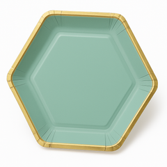 9" Hexagon Metallic Willow Party Plates