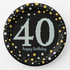 Sparkling Celebration 40th Birthday Prismatic Plates, 9-Inch, 8-Pack