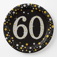 Sparkling 60th Celebration 9" Round Plates