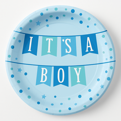 "It's a Boy" Baby Shower 8.5" Round Paper Plates