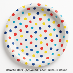 Colorful Dots 8.5" Round Paper Plates - 8 Count