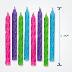 Large Glitter Spiral Birthday Candles - Brights